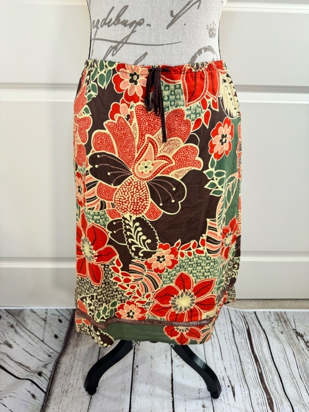 St. John's Bay Floral Print Cotton Skirt Medium